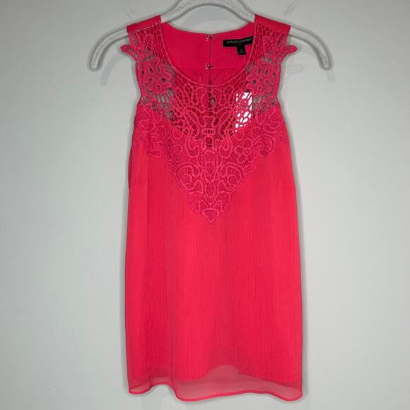 NWT Banana Republic Factory Pink Sleeveless Shirt Size S Crochet Lace - Picture 1 of 9